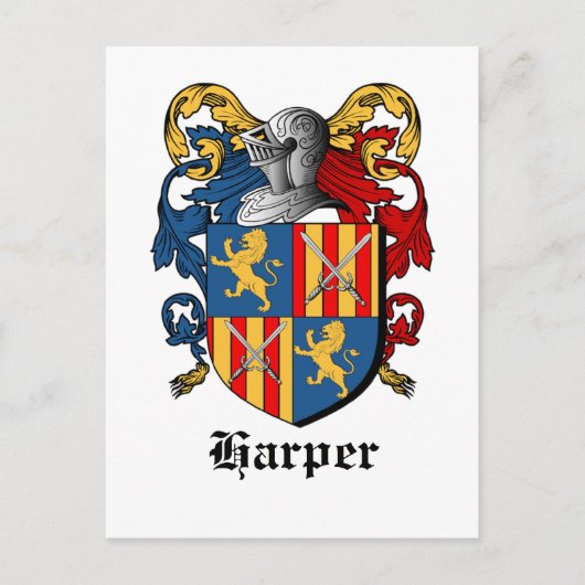 HARPER COAT ARMS - härteres Familienwappen Postkarte (Vorderseite)