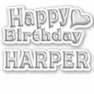 Harper Happy Birthday silver Aufkleber Sticker