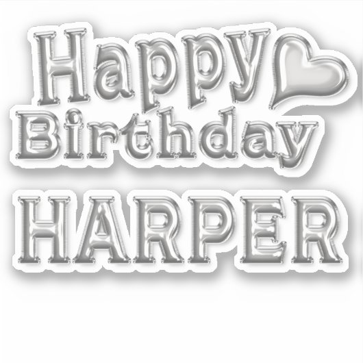 Harper Happy Birthday silver Aufkleber Sticker (Vorderseite)
