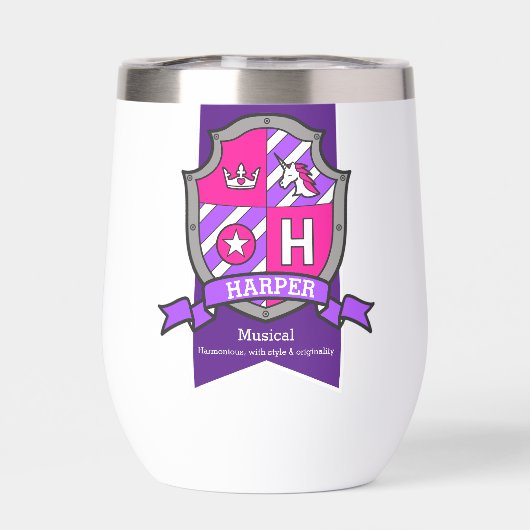 Harper letter H crest pink unicorn name meaning (Rückseite)
