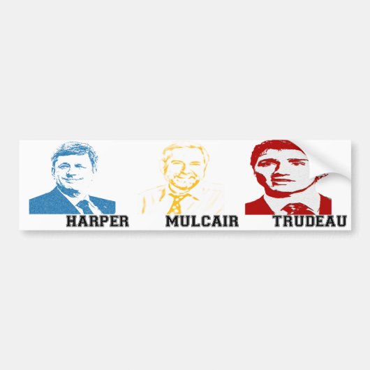 Harper Mulcair Trudeau Autoaufkleber (Vorne)