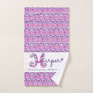 Harper-Name bedeutet Blume-Herz-Rosa Handtuch