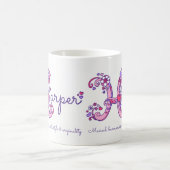 Harper Name bedeutet Herz-Blume H Monogramm Tasse (Mittel)
