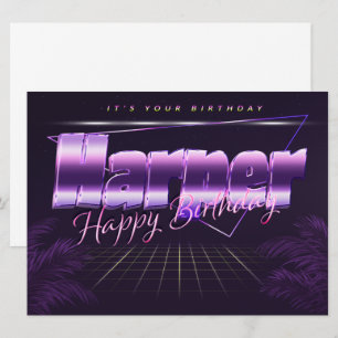 Harper Name Vorname lila retro Karte Geburtstag