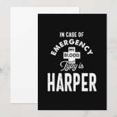 Harper Personalisiert Name Birthday Gift Einladung (Vorne/Hinten)