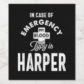 Harper Personalisiert Name Birthday Gift Weinetikett (Einzelnes Label)