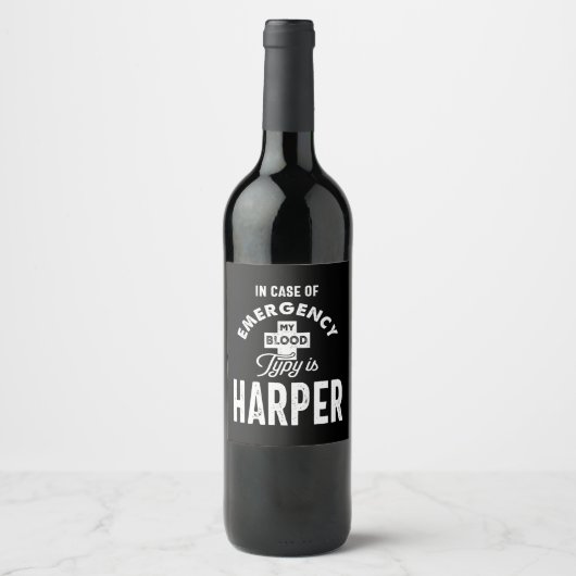 Harper Personalisiert Name Birthday Gift Weinetikett (Vorderseite)