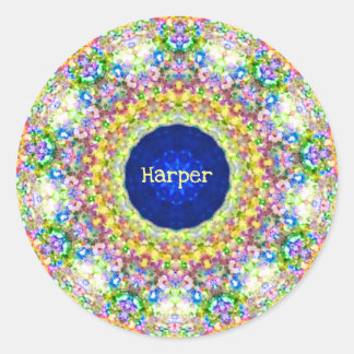 HARPER ~ Sweet Floral Pattern ~ Personalisiert Runder Aufkleber