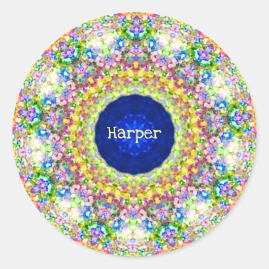 HARPER ~ Sweet Floral Pattern ~ Personalisiert Runder Aufkleber (Vorderseite)