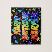 "HARPER" Vorname, Spaß "GLÜCKLICHER GEBURTSTAG" Puzzle (Vertikal)