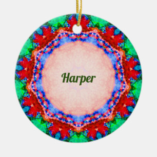 HARPER ~ Weihnachtsplatten Fraktal Personalisiert Keramik Ornament