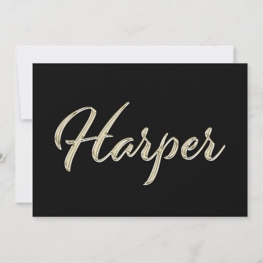 Harper white gold Handwriting Karte (Vorderseite)