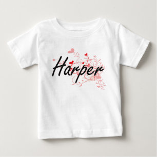 Harperkünstlerischer Namensentwurf mit Herzen Baby T-shirt
