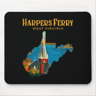 Harpers ferry Landschaft West Virginia Karte Retro Mousepad