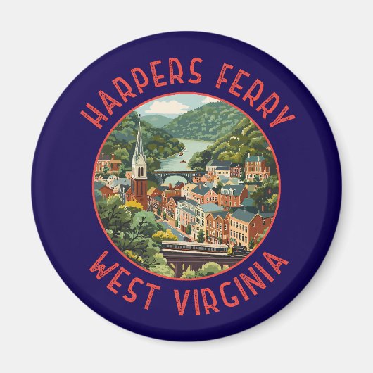 Harpers Ferry West Virginia Distressed Circle Magnet (Vorne)