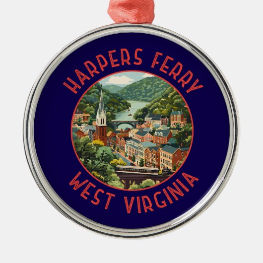 Harpers Ferry West Virginia Distressed Circle Ornament Aus Metall (Vorne)