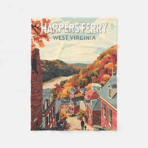 Harpers Ferry West Virginia Reise Kunst Vintage Fleecedecke