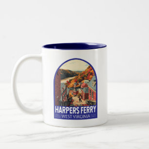Harpers Ferry West Virginia Reise Kunst Vintage Zweifarbige Tasse