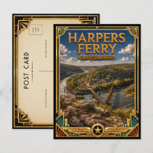 Harpers Ferry West Virginia Vintage Art Deco Postkarte