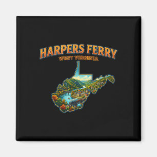 Harpers ferry West Virginia Vintage-Karte landscha Magnet