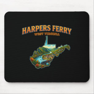 Harpers ferry West Virginia Vintage-Karte landscha Mousepad