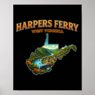 Harpers ferry west virginia Vintage-Karte landscha Poster