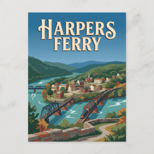 Harpers Ferry West Virginia Vintage Reiseposter Postkarte