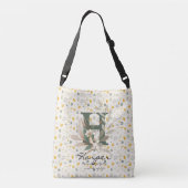 Harper's Floral Harmony - Boho Chic Monogram Tragetaschen Mit Langen Trägern (Rückseite)