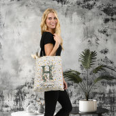 Harper's Floral Harmony - Boho Chic Monogram Tragetaschen Mit Langen Trägern