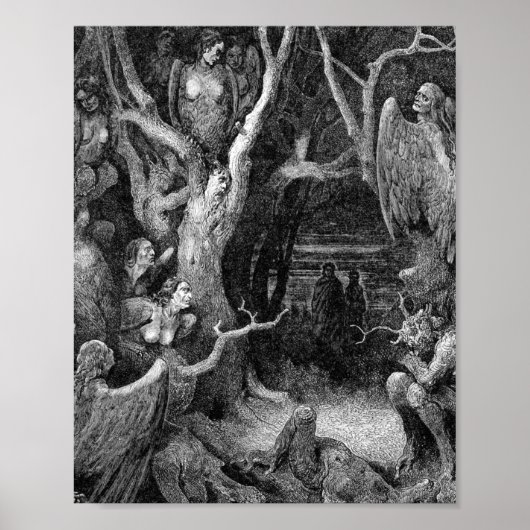 Harpies im Wald von Suiziden Gustave Dore Poster (Vorne)