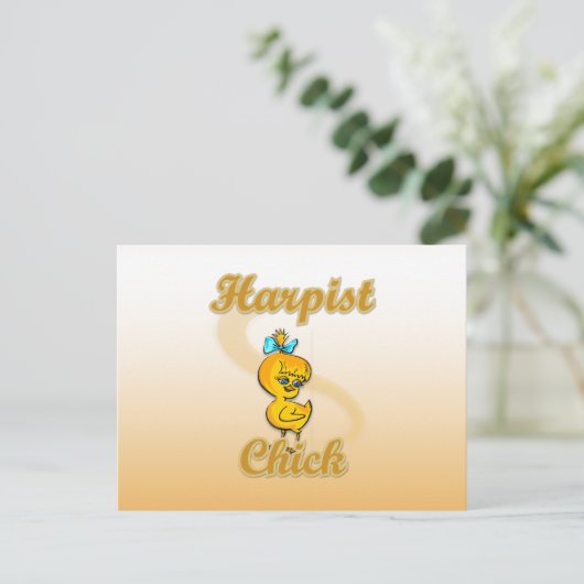 Harpist Chick Postkarte (Stehend Vorderseite)