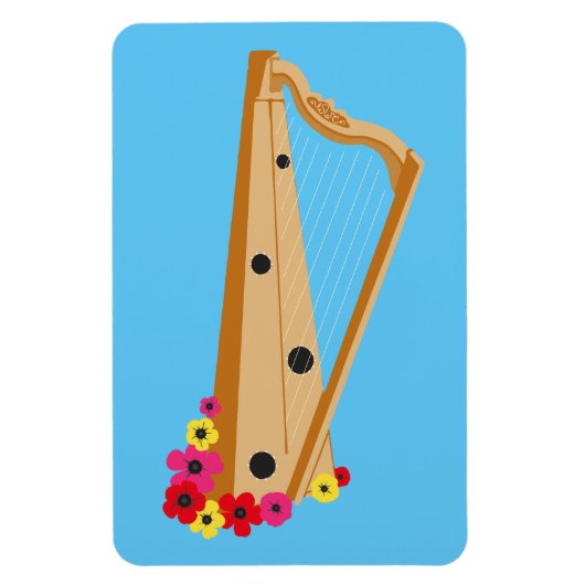Harpist Floral Harp Hübsch Magnet (Vertikal)