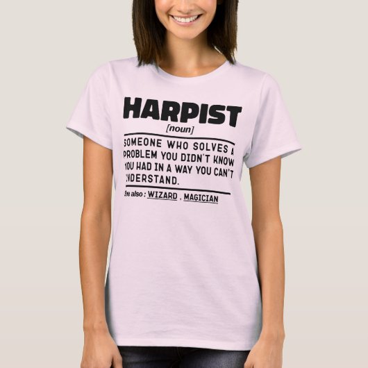 Harpist Noun Music Instrument Harp Lover Funny T-Shirt (Vorderseite)