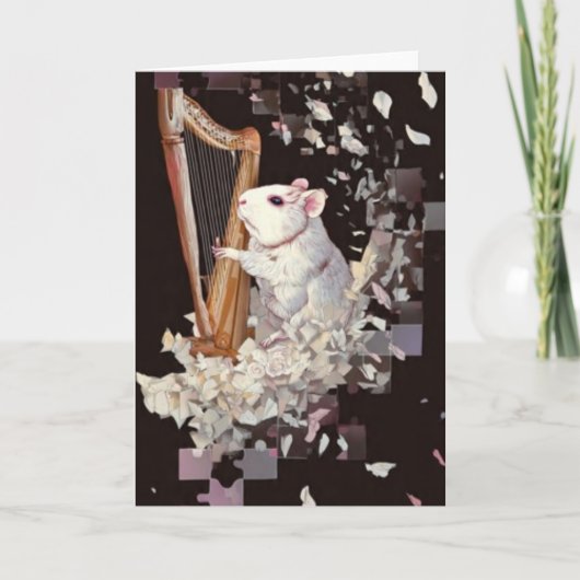 Harpist Rat Greeting Card – Minimal Elegance Karte (Vorderseite)