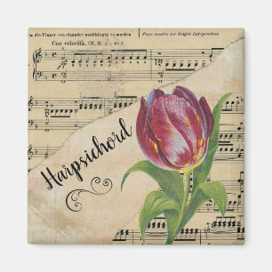 Harpsichord Elegant Vintage Noten Magnet