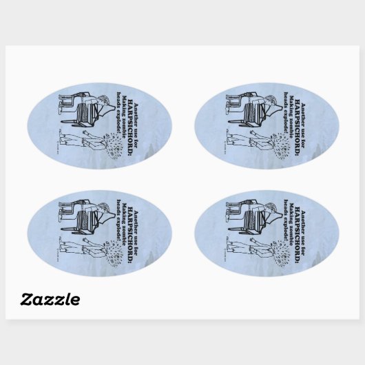 Harpsichord Zombie Explode Oval Sticker (Blatt)