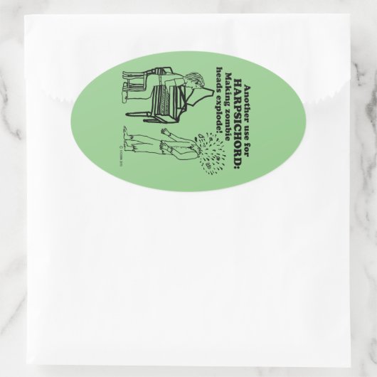 Harpsichord Zombie Explode Oval Sticker (Tasche)
