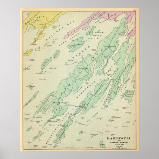 Harpswell, angrenzende Inseln Poster (Vorne)
