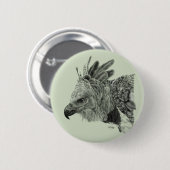 Harpy Eagle Zeichnend Button (Vorne & Hinten)