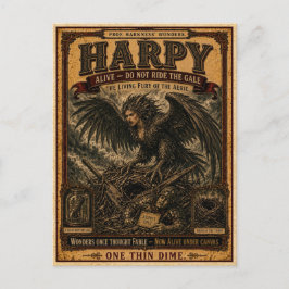 Harpy, Vintage Zirkusmonster Postkarte