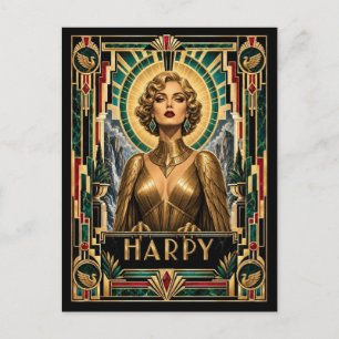 Harpyie, Art Deco Mythisch Postkarte