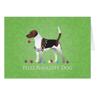 Harrier Beagle Feliz Naughty Dog Weihnachtskarte