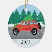 Harrier Dog Driving a Car - Weihnachtsbaum oben Keramik Ornament (Links)