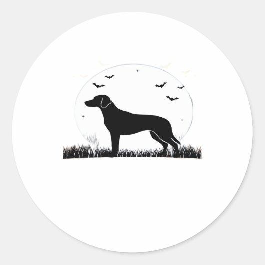 Harrier Dog � Halloween Moon Silhouette Classic T- Runder Aufkleber (Vorderseite)