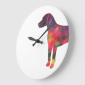 Harrier Dog Silhouette für farbiges geometrisches  Große Wanduhr (Winkel)
