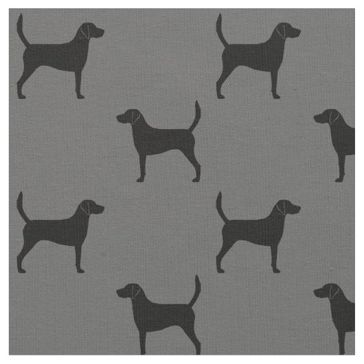 Harrier Dog Silhouetten Grau und Schwarz Gemustert Stoff (Nahaufnahme)