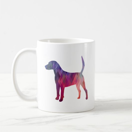 Harrier Hound Dog Geometric Pattern Silhouette Kaffeetasse (Links)