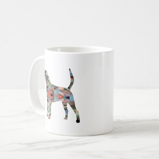 Harrier Hound Dog Geometric Pattern Silhouette Kaffeetasse (Vorderseite Links)