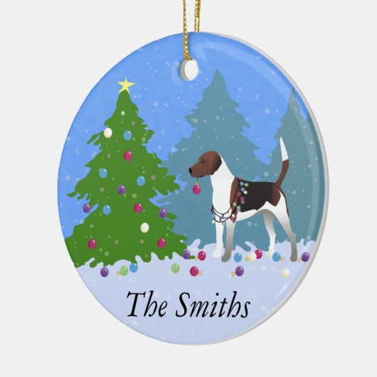 Harrier oder Beagle Dekorieren eines Weihnachtsbau Keramikornament (Links)