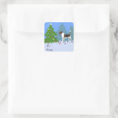 Harrier oder Beagle Dekorieren eines Weihnachtsbau Quadratischer Aufkleber (Tasche)